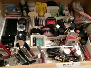 My makeup drawer. This is all the stuff I did NOT take to Paris. Which means I haven't used it (or missed it) in a year.